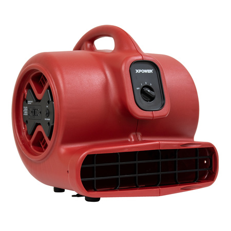 Xpower 1/3 HP, 2400 CFM, 3.8 Amps, 4 Positions, 3 Speeds Air Mover with GFCI Power Outlets for Daisy Chain X-600A-Red